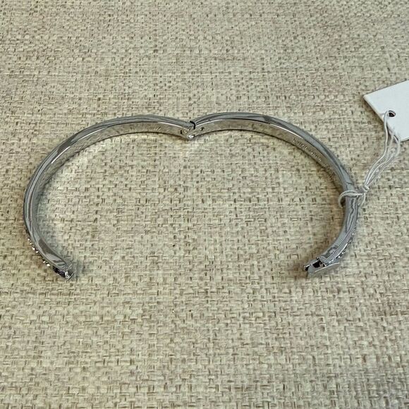 NWT Kate Spade Ring It Up Silvertone Crystal Hinged Bracelet - Picture 3 of 4